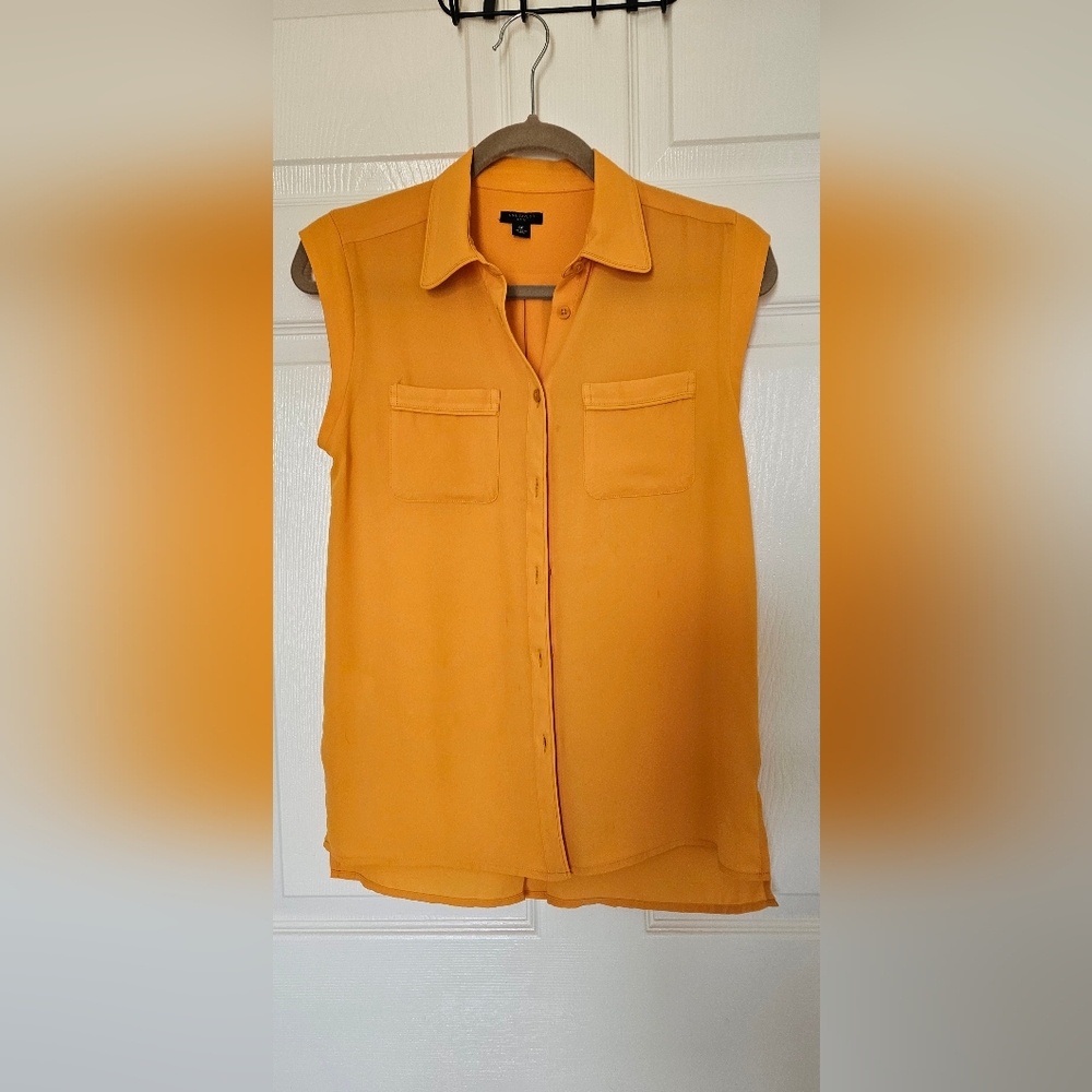 Ann Taylor Yellow Summer Button-Up Blouse